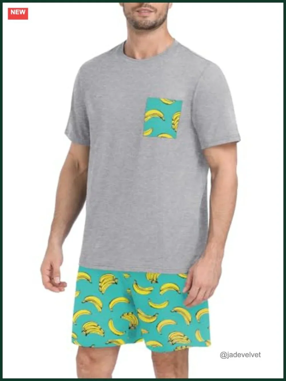 Mens Pajama Sets Short Sleeve Sleepwear with Pockets Lightweight Quick Dry